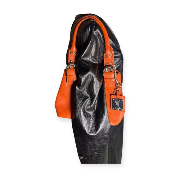 Tignanello Orange Genuine Leather Hand Bag With Adjustable Buckles/Straps VTG - Picture 2 of 5